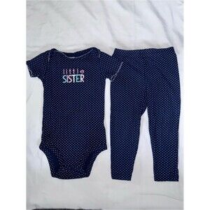 Simple Joys by Carter's size 24M blue polka dot Little Sister bodysuit pants set